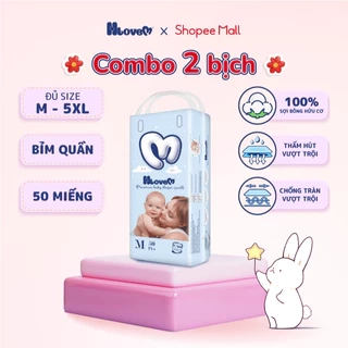 Combo 2 Bỉm Tã Quần HLOVEM Cao Cấp Size M/L/XL/2XL/3XL/4XL/5XL