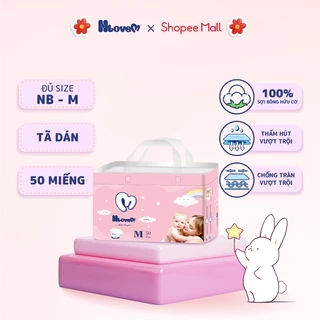 Tã Bỉm Dán HLOVEM Siêu Thấm, Chống Tràn Size NB/S/M 50 Miếng