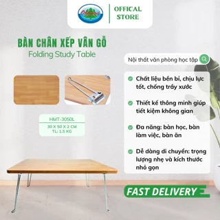 Bàn Chân Xếp Học Sinh, Sinh Viên Vân Gỗ Gấp Gọn HMT-3050L, Bàn Ngồi Bệt Đa Năng Chính Hãng, Tết