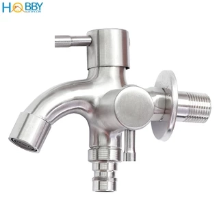 Vòi củ sen lạnh đa năng 2 đầu xả Inox 304 ren 21 Hobby home decor CS1