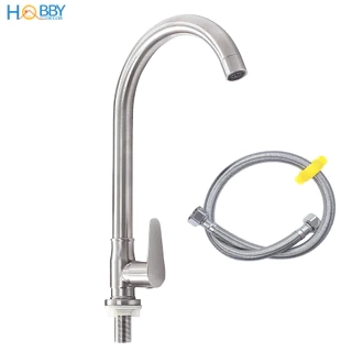 Vòi rửa chén bát lạnh gắn chậu inox 304 xoay tròn Hobby home decor RL1