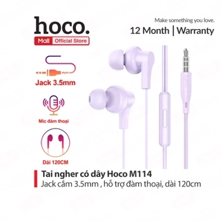 Tai nghe có dây jack cắm 3.5mm Hoco M114 , hỗ trợ mic đàm thoại , dây dài 120cm , nút cao su chống tiếng ồn