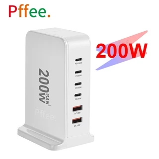 Pffee Cốc Sạc Nhanh 6 Cổng usb c gan 3 100w 30w 200w Cho Điện Thoại / Máy Tính Bảng / laptop