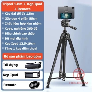 Chân Đỡ Ipad Tripod Điện Thoại 360 Độ Kiêm Tripod Máy Ảnh Dùng Để Livestream Chụp Ảnh Quay Video Cao 180cm-HOLOCOM