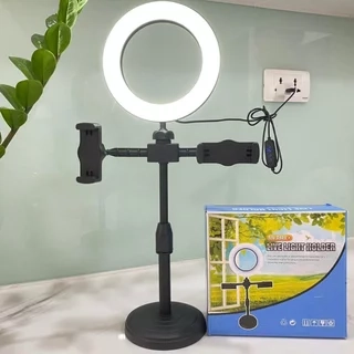 Đèn Livestream Để Bàn 2 Kẹp G40 Hỗ Trợ Livestream Quay Video, Giá Đỡ Điện Thoại Xoay 360 Độ - HOLOCOM