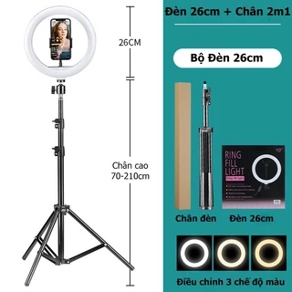Đèn Livestream Kèm Chân Đỡ Điện Thoại 2m1 Size 26cm 30cm 33cm 36cm 45cm 54cm, Đèn Led Livestream 3 Màu - HOLOCOM