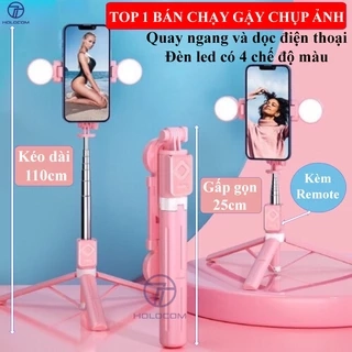 Gậy Chụp Ảnh 3 Chân Có Đèn Selfie B11s- Tripod Điện Thoại Kéo Dài 110cm Dùng Chụp Hình Livestream Quay Video - HOLOCOM
