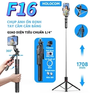 Gậy Chụp Ảnh 3 Chân Selfie F16 Kiêm Tripod Có Tay Cầm Chống Rung, Gậy Quay Video Livestream