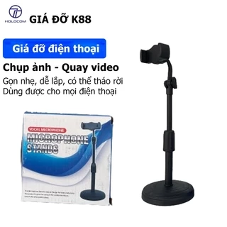 Giá Đỡ Điện Thoại Để Bàn Gấp Gọn HOLOCOM K88, Kệ Đỡ Đa Năng Xoay 360 Độ Chắc Chắn Chụp Ảnh, Quay Video, Livestream