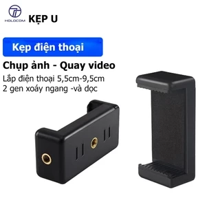 Kẹp Điện Thoại Chữ U Gắn Tripod, Chân Máy Ảnh Giá Đỡ, Đèn Livestram - HOLOCOM