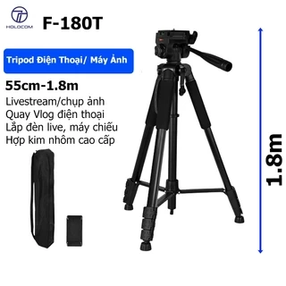 Tripod Điện Thoại 1.8m Kiêm Chân Máy Ảnh 360 Độ Chắc Chắn, Điều Chỉnh Cao Thấp, Dùng Để Chụp Ảnh Quay Phim - HOLOCOM