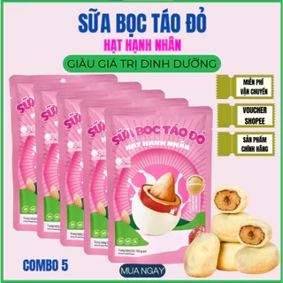COMBO 5 TÚI Sữa Bọc Táo Đỏ Hạt Hạnh Nhân Thượng Hạng - Táo Đỏ Tân Cương Kẹp Hạt Ngon Khó Cưỡng