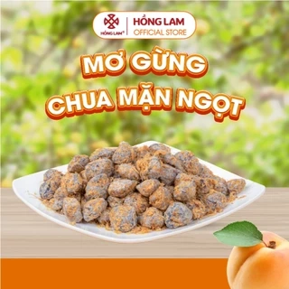 Ô mai (xí muội) mơ gừng chua mặn ngọt Hồng Lam, dạng hộp và gói. Có vị chua, mặn, ngọt của gừng