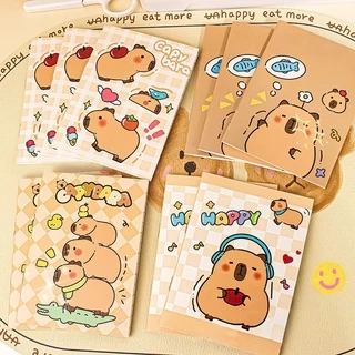 Combo 3 cuốn sổ tay mini Capybara 32 trang, sổ ghi chú bỏ túi A7 hình chuột lang nước dễ thương