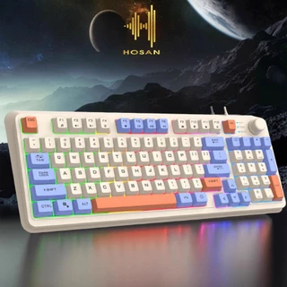 Bàn phím giả cơ gaming HOSAN xunfox K10 có dây, công thái học 87 phím LED Rainbow