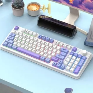 Bàn phím giả cơ không dây gaming HOSAN xunfox K94 thiết kế 94 phím kết nối 3 chế độ và đèn led 7 màu cực đẹp