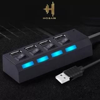 Bộ chia USB HOSAN 4 cổng USB 2.0 có công tắc thiết kế nhỏ gọn tốc độ cao có đèn led hỗ trợ máy tính, PC