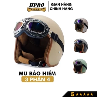Mũ bảo hiểm 3/4 đầu, Sundy Helmet, nhiều màu sắc thời trang, cá tính, Freesize (54-58cm) kèm kính Phi Công, UV.