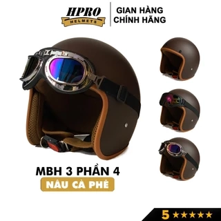 Mũ bảo hiểm 3/4 đầu Sundy Helmets, màu đen nhám mạnh mẽ, cá tính, Freesize (54-58cm) kèm kính UV, phi công