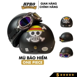 Mũ bảo hiểm nửa đầu Sundy Helmet, họa tiết One Piece , cá tính, an toàn, kèm kính phi công, uv, freesize(55-59cm)