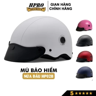 Mũ bảo hiểm nửa đầu thời trang Hpro helmet HP02B, nhiều màu sắc cá tính, kiểu dáng nón sơn Freesize (52-56cm)