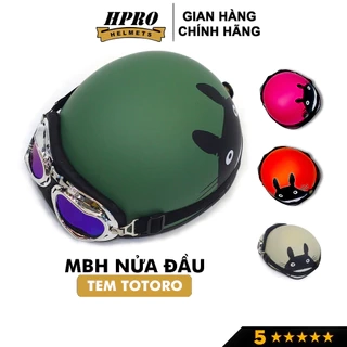 Mũ bảo hiểm xe máy Hpro Helmet thời trang, họa tiết Khủng Long cute, kiểu dáng nửa đầu 1/2 Freesize (55-59cm)