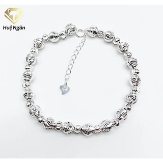 Lắc tay bạc 925 Huệ Ngân -Bi phay màu trắng RYB140099-T