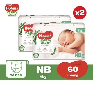 Combo 2 Tã Dán Huggies Platinum Nature Made Size NB60