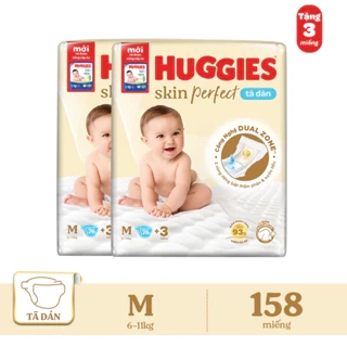 Combo 2 Tã/bỉm dán sơ sinh Huggies Skin Perfect S 80+2 miếng với 2 vùng thấm giảm kích ứng da