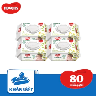 Combo 4 gói Khăn ướt Huggies không mùi (80 miếng/gói)
