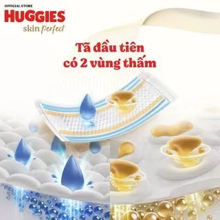 Miếng lót sơ sinh Huggies Skin Perfect NB1 108+6 miếng với 2 vùng thấm giảm kích ứng da