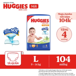 Tã quần Huggies Skincare Mega Jumbo M102+4/L100+4/XL84+4/XXL76+4