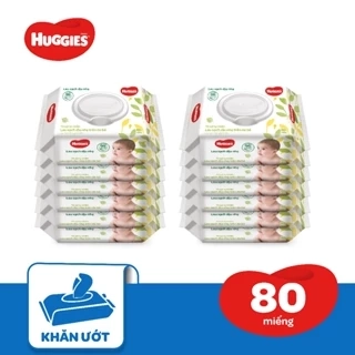 Thùng 12 gói Khăn ướt Huggies không mùi (80 miếng/gói)