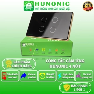 Công Tắc Cảm Ứng Wifi Hunonic Datic, Công Tắc Kèm Ổ Cắm 2IN1 - HNSW02M