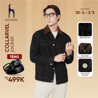 Áo khoác jeans nam phối cổ nhung DENIM COLLARVEL dày dặn, đứng form, độ bền vải cao - HUSSIO