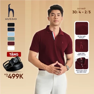Áo POLO nam BUGATI vải đàn hồi tự nhiên KHÔNG ỦI, co dãn tốt, chống nhăn, che khuyết điểm - HUSSIO