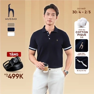 Áo POLO nam phối viền tay VIRTUS vải Cotton Pique xuất xịn, bền màu, che khuyết điểm - HUSSIO