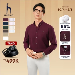 Áo sơ mi nam tay dài SEASON "BA" thêu logo, vải Oxford cao cấp, thoáng mát, đứng form - HUSSIO