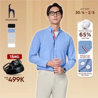 Áo sơ mi tay dài phối viền trụ nút PROFFLES vải Oxford xuất xịn, thoáng mát, đứng form - HUSSIO