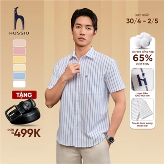Áo sơ mi tay ngắn SEASON "BA" họa tiết sọc, vải Oxford cao cấp, thoáng mát, độ bền cao - HUSSIO