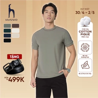 Áo thun nam cổ tròn DIAGO vải Cotton Pique dày dặn, thanh lịch, trẻ trung - HUSSIO