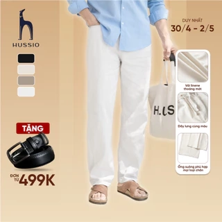 Quần dài LINENE SIMON nam form suông, vải Linen mềm mịn, thoải mái, thanh lịch - HUSSIO