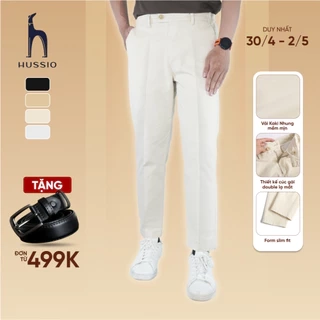 Quần dài tây nam ELEGANCE PANTS vải kaki nhung xuất xịn, lưng thun co dãn, dáng ủi xếp ly - HUSSIO