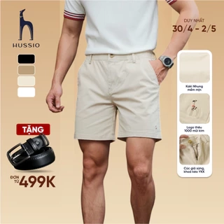 Quần short nam SEASON "BA" vải kaki nhung xuất xịn, co giãn 4 chiều, chuẩn form - HUSSIO