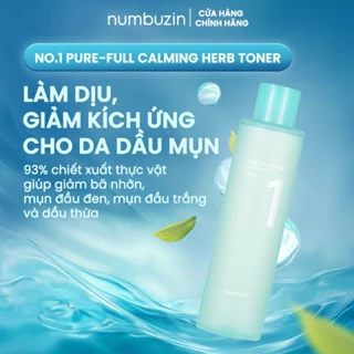 Toner Thảo Mộc Numbuzin No.1 Pure-full Calming, Cấp Ẩm, Kiềm Dầu, Giảm Kích Ứng (200ml)
