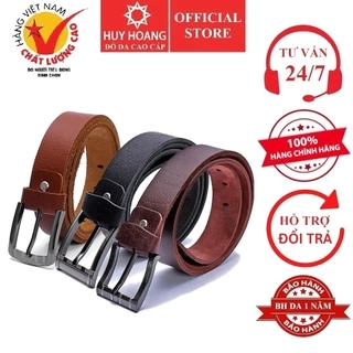 Thắt lưng nam Huy Hoàng da bò 3,5P màu da, đen, nâu, trắng HP4110-11-12-41