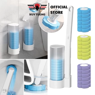 Bộ cọ vệ sinh dùng một lần gắn tường, cọ toilet xoay 360 độ thế hệ mới có đầu thay thế