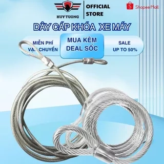 Dây cáp khoá xe máy bọc nhựa 1m/2m/3m/4m/5m/6m/7m/8m/9m/10m 10 ly - Huy Tưởng