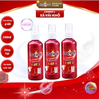 Combo 3 Nước xả vải khô HygienC Plus+ dạng xịt thơm quần áo - Dung tích 100ml - XVKĐ3