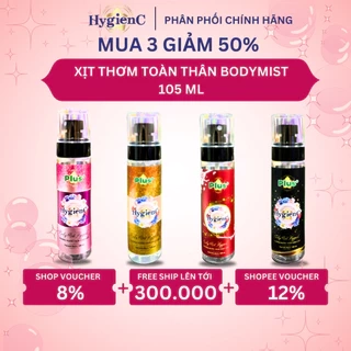 Nước Hoa Bodymist HygienC Plus 105 ML/Chai Lưu Hương Tới 6 Giờ - Dành Cho Nam Nữ